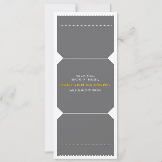 theater Ticket Invitation Grey and Yellow Kaart (Achterkant)