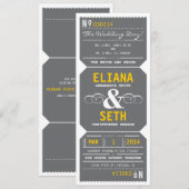 theater Ticket Invitation Grey and Yellow Kaart (Voorkant / Achterkant)