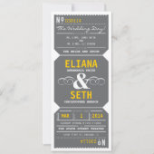 theater Ticket Invitation Grey and Yellow Kaart (Voorkant)