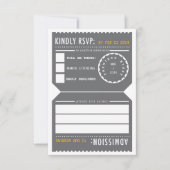 theater Ticket RSVP in grijs en geel (Voorkant)