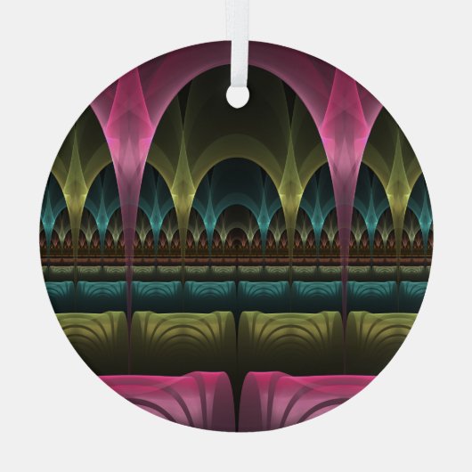 Theater van Fantasy, Abstracte kleurrijke fractale Glas Ornament (Achterkant)