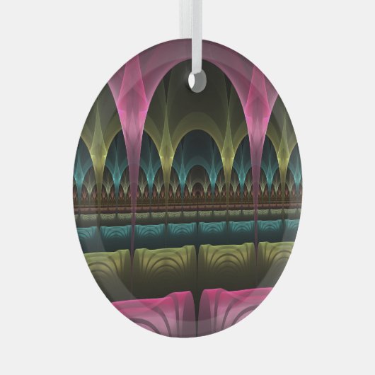 Theater van Fantasy, Abstracte kleurrijke fractale Glas Ornament (Voorkant Rechts)