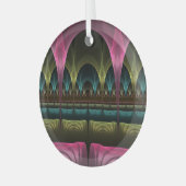 Theater van Fantasy, Abstracte kleurrijke fractale Glas Ornament (Voorkant links)