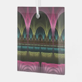 Theater van Fantasy, Abstracte kleurrijke fractale Glas Ornament (Voorkant links)