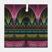 Theater van Fantasy, Abstracte kleurrijke fractale Glas Ornament (Achterkant)