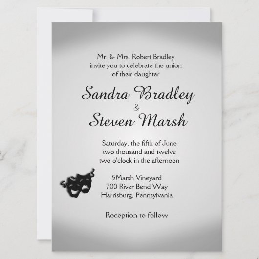 Theater Wedding Silver Uitnodiging (Voorkant)