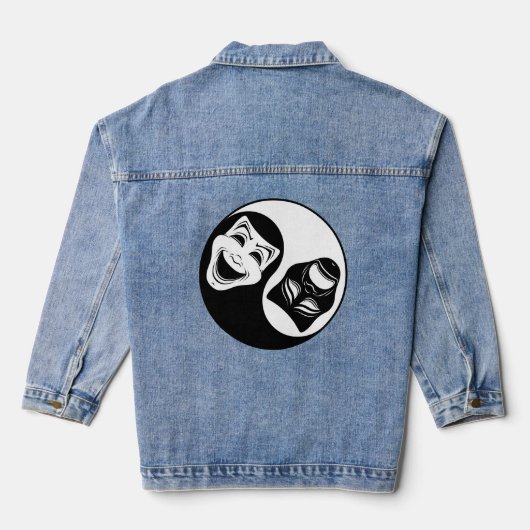 Theater Yin Yang Design - Comedy en Tragedy Masks Denim Jacket (Achterkant)