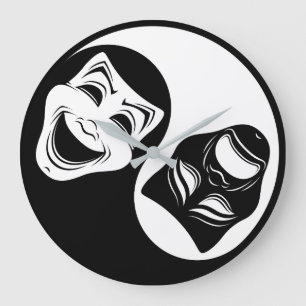 Theater Yin Yang Design - Comedy en Tragedy Masks Grote Klok