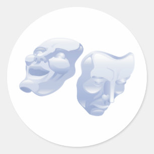 theatercomedy- en tragische maskers ronde sticker