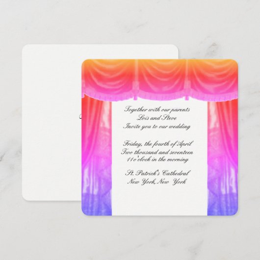 Theatergordijn Huwelijksuitnodiging Kaart (Voorkant / Achterkant)