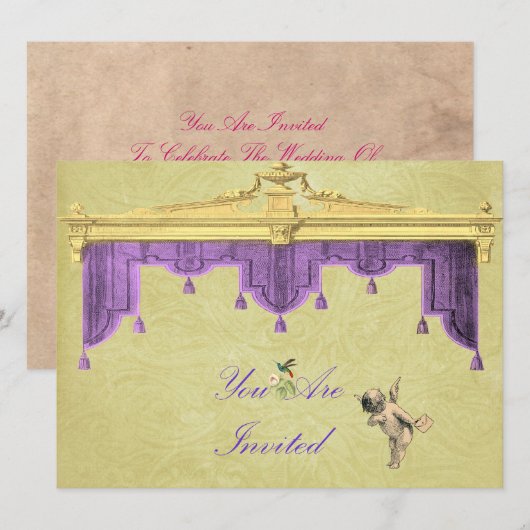 Theatergordijnen bruiloft uitnodigen kaart (Voorkant / Achterkant)