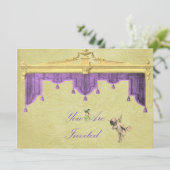 Theatergordijnen bruiloft uitnodigen kaart (Staand voorkant)