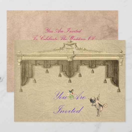 Theatergordijnen bruiloft uitnodigen kaart (Voorkant / Achterkant)