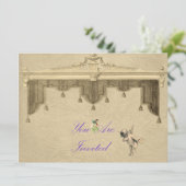Theatergordijnen bruiloft uitnodigen kaart (Staand voorkant)