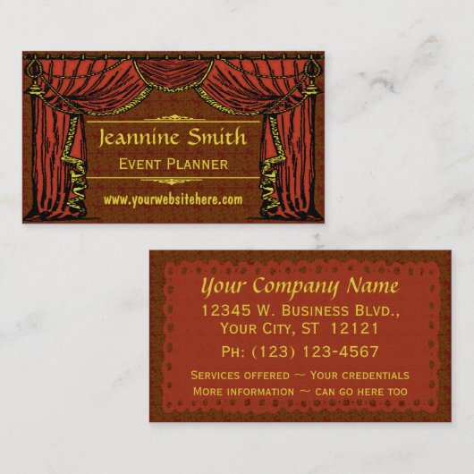  theatergordijnen Damask Visitekaartje (Voorkant / Achterkant)