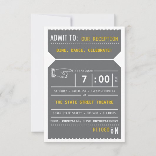 theaterkaartje Invoegen in grijs en geel Kaart (Voorkant)