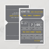 theaterkaartje Invoegen in grijs en geel Kaart (Voorkant / Achterkant)