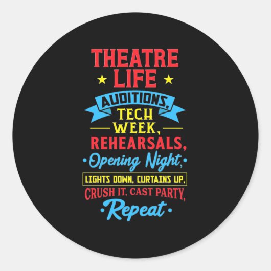 Theaterleven voor de Actor Ronde Sticker (Voorkant)