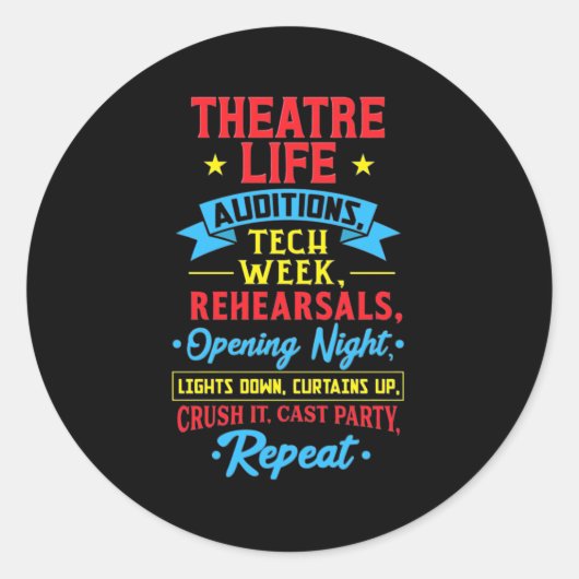 Theaterleven voor de Actor Ronde Sticker (Voorkant)