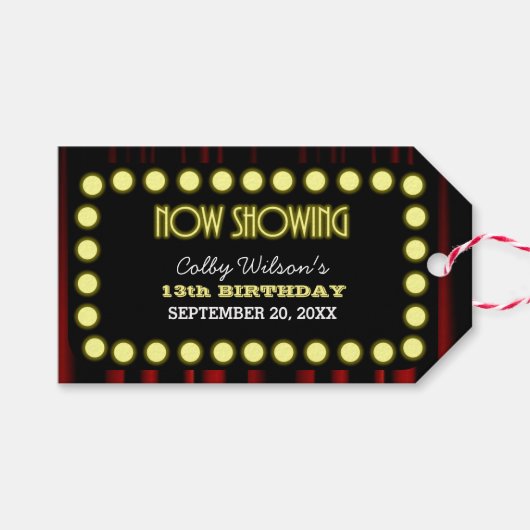 Theaterlichten Film Marquee Party Favor Labels Cadeaulabel (Voorkant (Horizontaal))