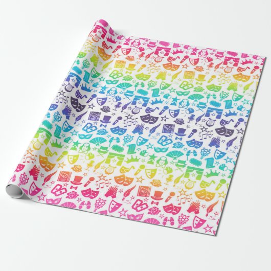 Theaterliefhebber Icons Wrapping Paper Cadeaupapier (Uitgerold)