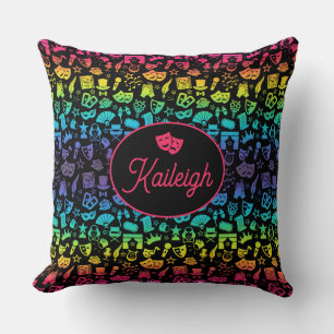 Theaterliefhebber Rainbow Icons Plaid Sierkussen