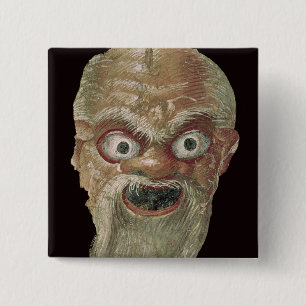 Theatermasker, East Wall, Oecus 5, 60-50 BC Vierkante Button 5,1 Cm