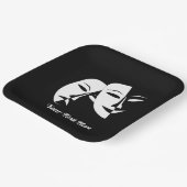 Theatermaskercomedy tragedie zwart, wit, aangepast papieren bordje (Gebogen)