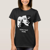 Theatermaskercomedy tragedie zwart-wit, aangepast  t-shirt (Voorkant)