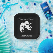 Theatermaskercomedy tragedie zwart-wit drama 7" papieren bordje (Feest)