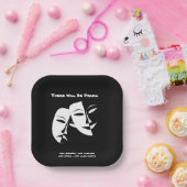 Theatermaskercomedy tragedie zwart-wit drama 7" papieren bordje (Feest)