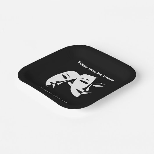 Theatermaskercomedy tragedie zwart-wit drama 7" papieren bordje (Gebogen)