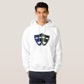 Theatermaskers blauw en groen hoodie (Voorkant volledig)