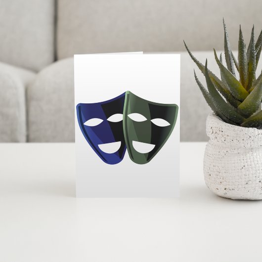 Theatermaskers blauw en groen kaart