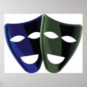 Theatermaskers blauw en groen poster (Voorkant)