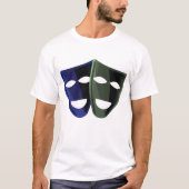 Theatermaskers blauw en groen t-shirt (Voorkant)