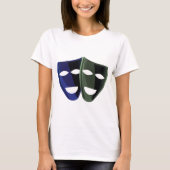 Theatermaskers blauw en groen t-shirt (Voorkant)