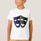 Theatermaskers blauw en groen t-shirt (Voorkant)