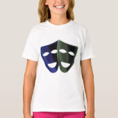 Theatermaskers blauw en groen t-shirt (Voorkant)