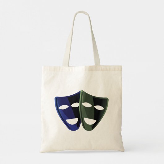 Theatermaskers blauw en groen tote bag (Achterkant)