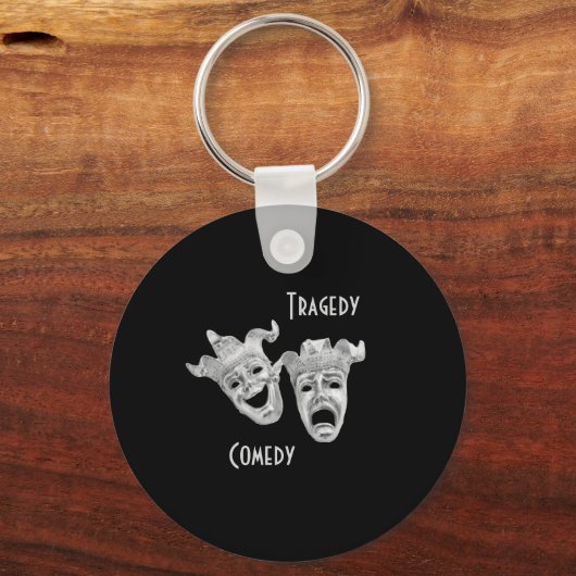 Theatermaskers Comedy en tragedie Black Sleutelhanger (Voorkant)