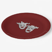 Theatermaskers comedy en tragedie papieren bordje (Gekanteld)