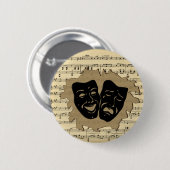 Theatermaskers en Antiek muziek Ronde Button 5,7 Cm (Voorkant /achterkant)