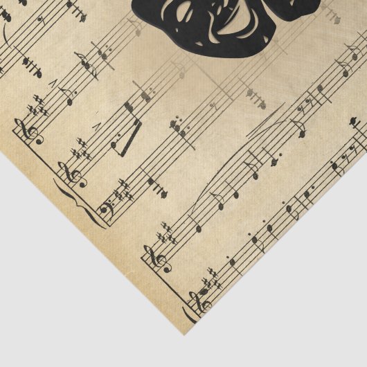 Theatermaskers en muziek voor vellen tissuepapier (Detail)