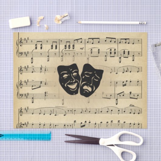 Theatermaskers en muziek voor vellen tissuepapier (Craft)