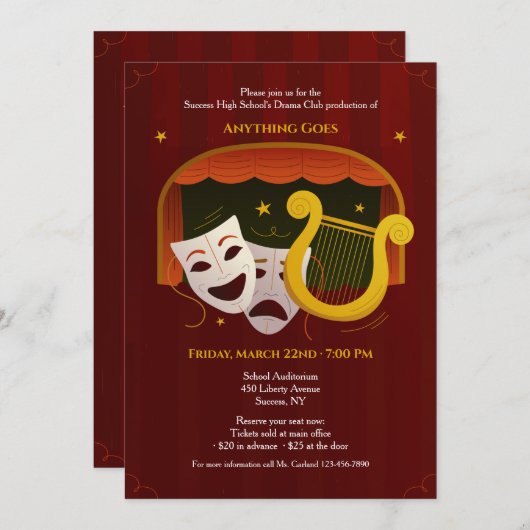 Theatermaskers Kaart (Voorkant / Achterkant)