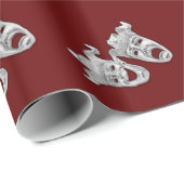 Theatermaskers ontwerp maroon cadeaupapier (Rol Hoek)