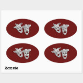 Theatermaskers ontwerpoplegering ovale sticker (Vel)