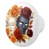 Theatermaskers Rozen Carnaval Dramatic Artistic Keramische Knop (Rechts)
