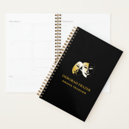 Theatermaskers silhouet zwart planner